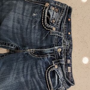 Miss Me Boot Cut Blue Jeans with Decorative Stitching